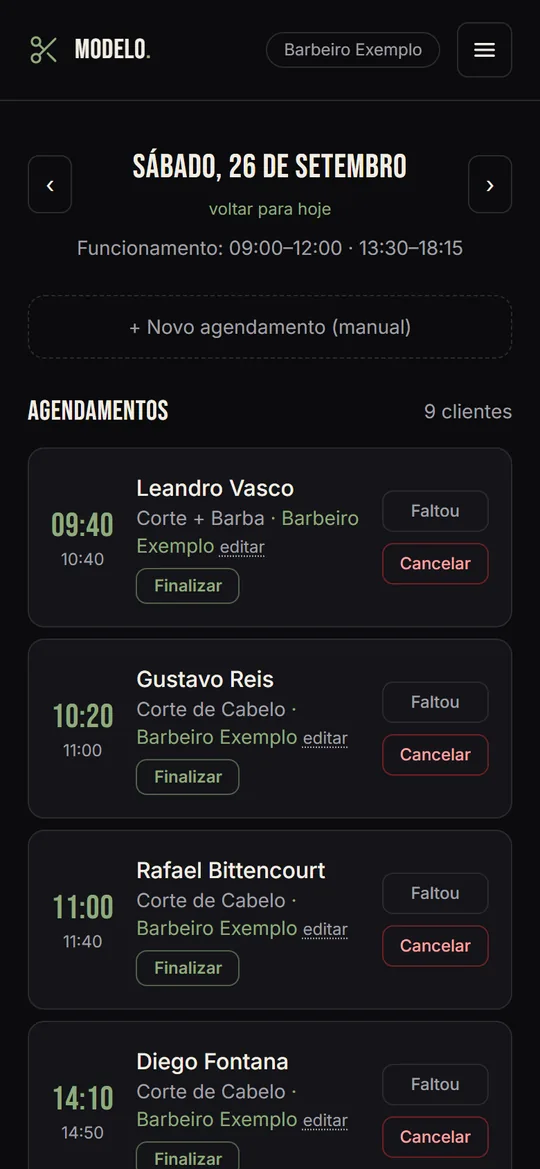 A agenda dele