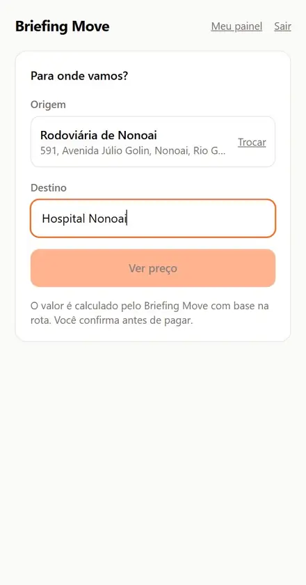 Uma corrida pelo celular da passageira: confirma o preço, acompanha o carro no mapa e avalia no fim
